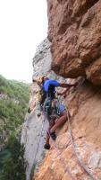 Escalada en Montanejos - Flash ah, ah!!!: Ram�n Cadal�s escalando la Blas Gordo en Montanejos.