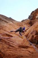 Escalada en Montanejos - Ram�n a tope: Ram�n Cadal�s liderando este segundo largo.