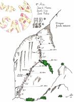 Escalada en Pe��n de Ifach - Rese�a v�a SAME: Croquis de la v�a SAME dibujado a mano por Javi Nieto en 2009
