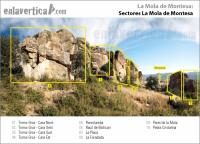 Croquis Sectores Montesa: Reseña de algunos de los sectores de la escuela La Mola de Montesa. Escalada en La Mola de Montesa - Croquis Sectores Montesa: Reseña de algunos de los sectores de la escuela La Mola de Montesa.