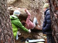 Escalada en Albarrac�n, sector Valle de la Madera - Agarrate como puedas 3: Xicotiu apretando a muerte en M�ximo exponente 7a