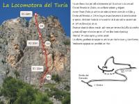Reseña de la Locomotora del Turia: Croquis y reseña de la vía La Locomotora del Turia realizado por sus aperturistas Nacho Aznar y Ximo Fuertes. Escalada en Pico del Remedio - Reseña de la Locomotora del Turia: Croquis y reseña de la vía La Locomotora del Turia realizado por sus aperturistas Nacho Aznar y Ximo Fuertes.