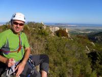 Vistas desde la cima: Espectaculares vistas desde la cima del Tallat, con Cullera y el mar de fondo. Se aprecian algunos arrozales inundados. Escalada en Tallat Roig, sector Big wall - Vistas desde la cima: Espectaculares vistas desde la cima del Tallat, con Cullera y el mar de fondo. Se aprecian algunos arrozales inundados.