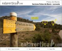 Croquis sectores Peñas de Marín NO : Reseña de los sectores noroeste de la escuela de escalada Peñas de Marín. Escalada en Peñas de Marín - Croquis sectores Peñas de Marín NO : Reseña de los sectores noroeste de la escuela de escalada Peñas de Marín.