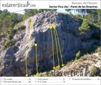 Croquis Paret de les finestres: Reseña del sector Paret de les finestres del Barranc de l\'Avern en Ontinyent Escalada en Barranc de l\'Avern - Croquis Paret de les finestres: Reseña del sector Paret de les finestres del Barranc de l\'Avern en Ontinyent