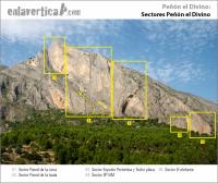Escalada en Pe��n el Divino - Croquis sectores El Divino: Rese�a de los sectores de el Pe�on el Divino.
