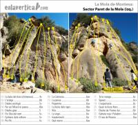 Croquis Paret de la Mola izq.: Reseña del sector Paret de la Mola (izq.) de la escuela La Mola de Montesa. Escalada en La Mola de Montesa - Croquis Paret de la Mola izq.: Reseña del sector Paret de la Mola (izq.) de la escuela La Mola de Montesa.