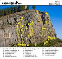 Croquis sector Pisuke: Escalada en Jérica - Croquis sector Pisuke: