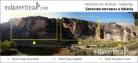 Escalada en Valeria - Hoz del r�o Gritos - Sectores cercanos a Valeria: Los tres primeros sectores que nos encontraremos en la zona cercana a Valeria.
En el Km 14 de la carretera CM-2100 ente Valeria y Las Valeras, tomaremos un camino de tierra que nos introduce en la Hoz del r�o Gritos. Continuaremos el camino hasta pasada la primera chopera. Dejaremos el coche a pie de v�a...